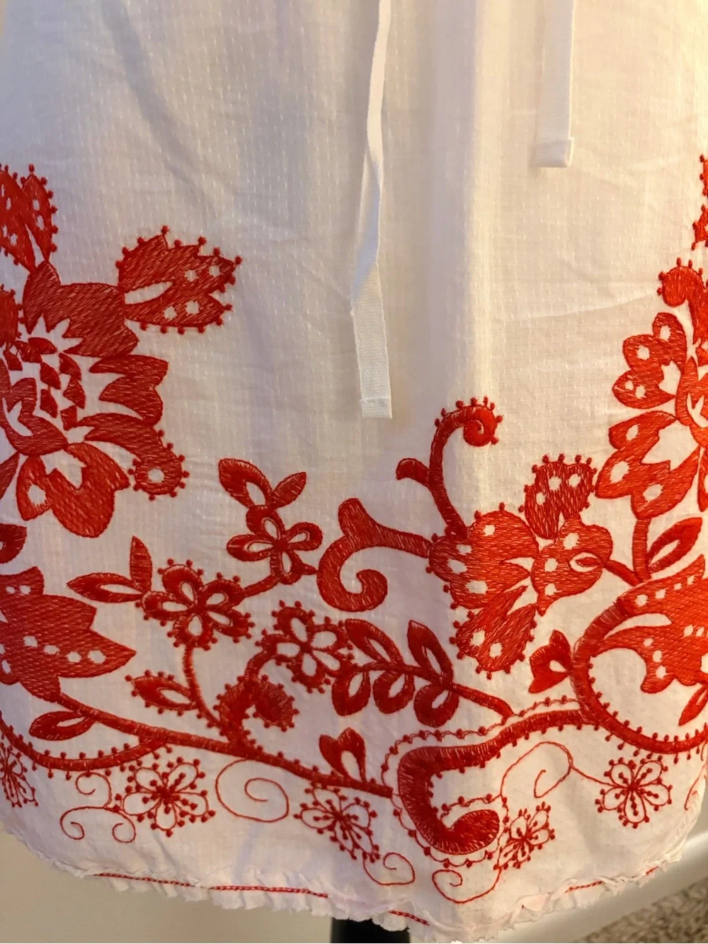 Sophie Max Cream Skirt with Red Embroidery